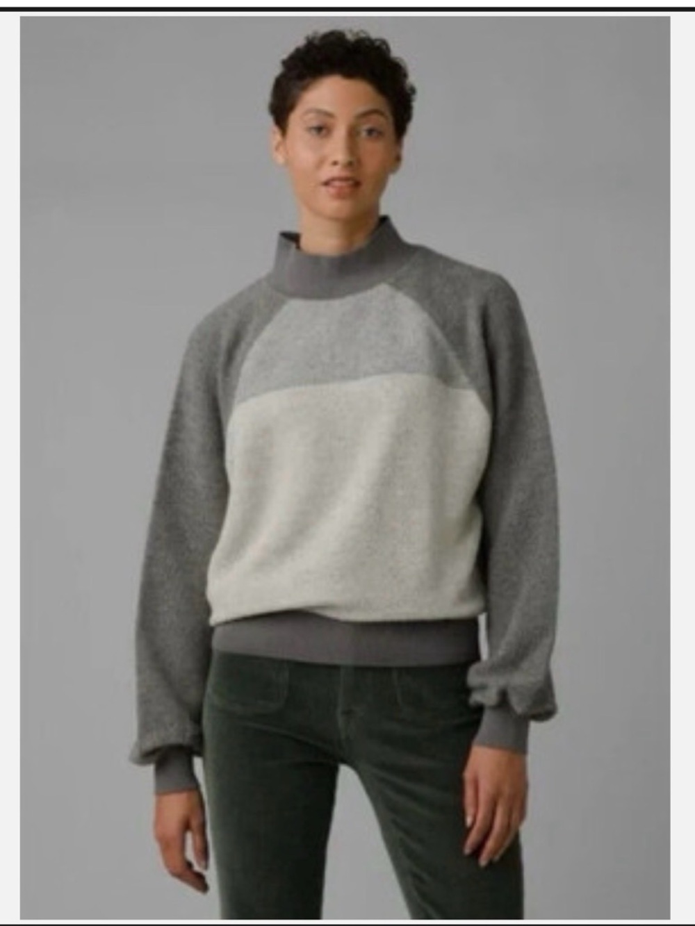Prana -Women's Two-Tone Gray Pullover Sweatshirt